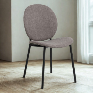 Lot de 2 chaises en tissu taupe dossier rond et pieds métal noirs – CLIFF