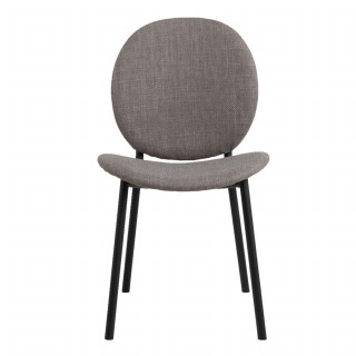 Lot de 2 chaises en tissu taupe dossier rond et pieds métal noirs – CLIFF