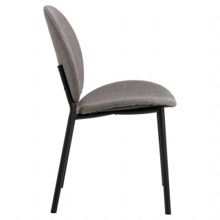 Lot de 2 chaises en tissu taupe dossier rond et pieds métal noirs – CLIFF