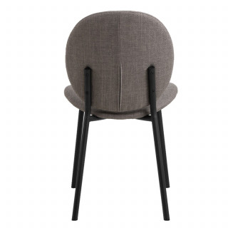 Lot de 2 chaises en tissu taupe dossier rond et pieds métal noirs – CLIFF