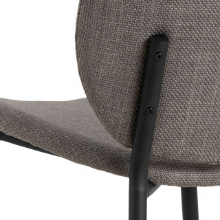 Lot de 2 chaises en tissu taupe dossier rond et pieds métal noirs – CLIFF