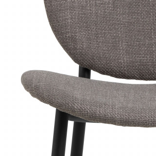 Lot de 2 chaises en tissu taupe dossier rond et pieds métal noirs – CLIFF