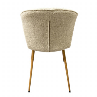 Lot de 2 chaises en tissu bouclette beige et pieds métal effet bois - LINA