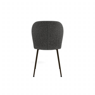 Lot de 2 chaises en tissu bouclette gris foncé et pieds métal noir - LINA