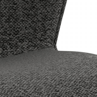 Lot de 2 chaises en tissu bouclette gris foncé et pieds métal noir - LINA