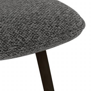 Lot de 2 chaises en tissu bouclette gris foncé et pieds métal noir - LINA