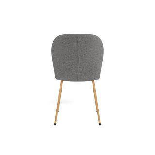Lot de 2 chaises en tissu bouclette gris et pieds métal effet bois - LINA