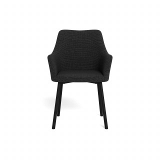 Lot de 2 chaises de salle à manger gris foncé avec accoudoirs et pieds métal - LIZZY
