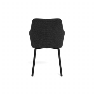Lot de 2 chaises de salle à manger gris foncé avec accoudoirs et pieds métal - LIZZY