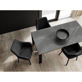 Lot de 2 chaises de salle à manger gris foncé avec accoudoirs et pieds métal - LIZZY