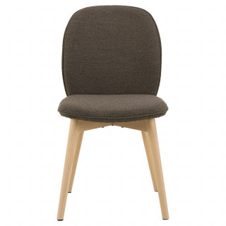 Lot de 2 chaises taupe en tissu bouclé et pieds en bois – LOUISE