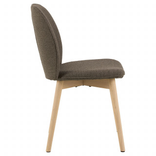 Lot de 2 chaises taupe en tissu bouclé et pieds en bois – LOUISE