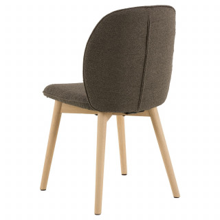 Lot de 2 chaises taupe en tissu bouclé et pieds en bois – LOUISE
