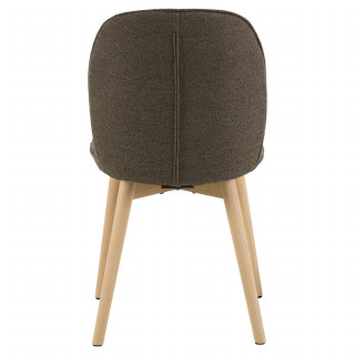 Lot de 2 chaises taupe en tissu bouclé et pieds en bois – LOUISE