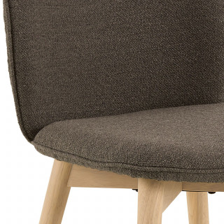 Lot de 2 chaises taupe en tissu bouclé et pieds en bois – LOUISE