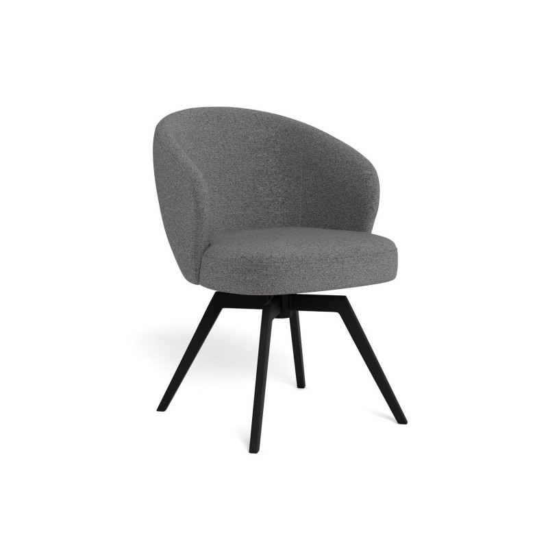 Chaise grise en tissu et pieds en métal pivotante à 360° - MARGAUX
