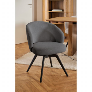 Chaise grise en tissu et pieds en métal pivotante à 360° - MARGAUX