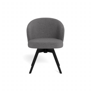 Chaise grise en tissu et pieds en métal pivotante à 360° - MARGAUX