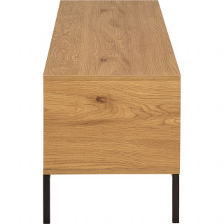 Meuble TV 2 portes et 1 tiroir en bois effet chêne et pieds métal noir – SIRENE