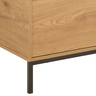 Meuble TV 2 portes et 1 tiroir en bois effet chêne et pieds métal noir – SIRENE
