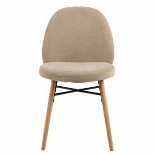 Lot de 2 chaises beige en tissu et pieds bois - CLARA