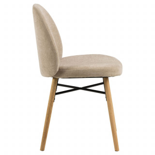 Lot de 2 chaises beige en tissu et pieds bois - CLARA