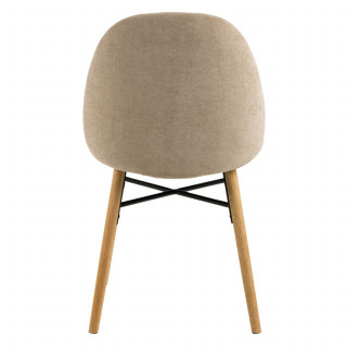 Lot de 2 chaises beige en tissu et pieds bois - CLARA
