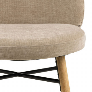 Lot de 2 chaises beige en tissu et pieds bois - CLARA