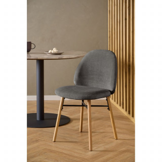 Lot de 2 chaises gris en tissu et pieds bois - CLARA