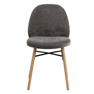 Lot de 2 chaises gris en tissu et pieds bois - CLARA