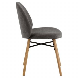 Lot de 2 chaises gris en tissu et pieds bois - CLARA