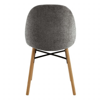 Lot de 2 chaises gris en tissu et pieds bois - CLARA