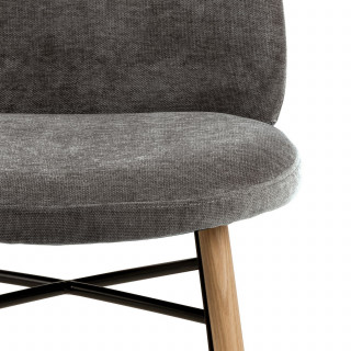 Lot de 2 chaises gris en tissu et pieds bois - CLARA