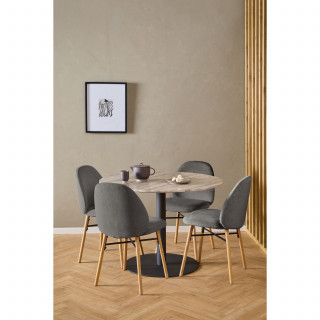 Lot de 2 chaises gris en tissu et pieds bois - CLARA