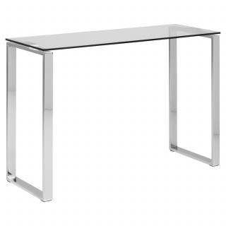 Console plateau verre et pieds en métal chromé - APOLLINE