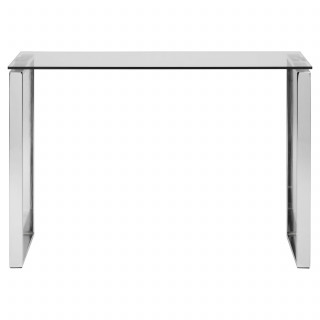 Console plateau verre et pieds en métal chromé - APOLLINE