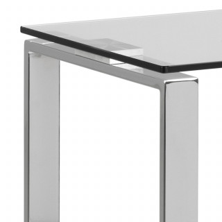 Console plateau verre et pieds en métal chromé - APOLLINE