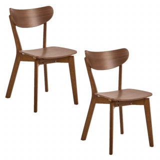 Lot de 2 chaises vintage marron en bois effet noyer – SUZANNE