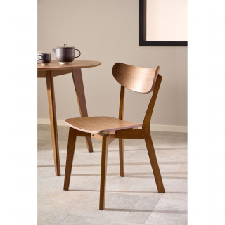 Lot de 2 chaises vintage marron en bois effet noyer – SUZANNE