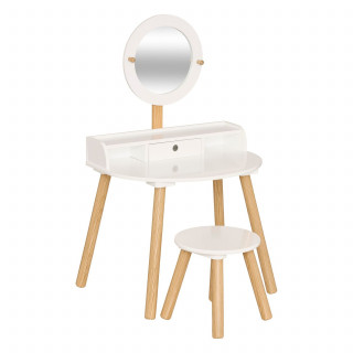 Coiffeuse avec tabouret enfant BELLA - Blanc