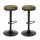 Lot de 2 tabourets de bar en velours ILSA - H. 76 cm - Noir et kaki