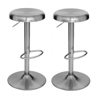 Lot de 2 tabourets en acier chromé ISLA - H. 75,5 cm - Argent