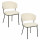Lot de 2 chaises en tissu chenille et pieds métal ALBA - Ivoire et noir