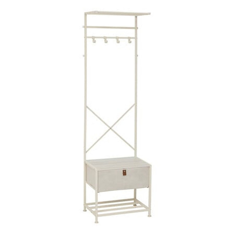 Vestiaire 4 patères avec tiroir TISSA - Beige