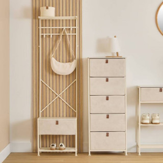 Vestiaire 4 patères avec tiroir TISSA - Beige
