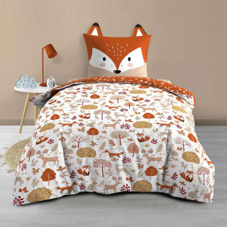 Parure de lit enfant réversible ROXY - Coton 42 fils/cm² - 140 x 200 cm - Marron