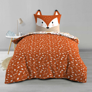 Parure de lit enfant réversible ROXY - Coton 42 fils/cm² - 140 x 200 cm - Marron