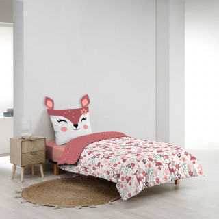Parure de lit enfant réversible BICHETTE - Coton 42 fils/cm² - 140 x 200 cm - Rose