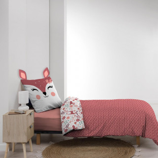 Parure de lit enfant réversible BICHETTE - Coton 42 fils/cm² - 140 x 200 cm - Rose