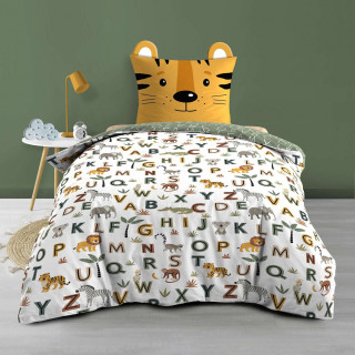 Parure de lit enfant réversible TIGRY - Coton 42 fils/cm² - 140 x 200 cm - Vert